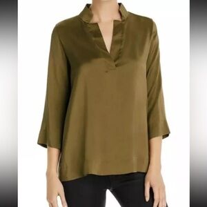 Eileen Fisher  Silk Dupioni STD Collar Silk Top SizePT